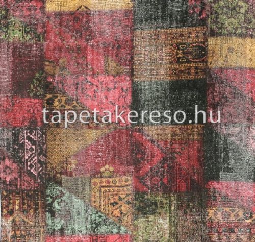 Eijffinger Masterpiece vlies anyagú zöld, bordó, arany, piros színű kockás, textilhatású modern tapéta