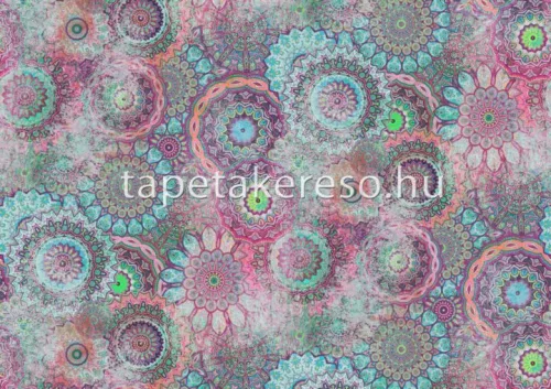 Rasch Magic Walls by Rasch vlies anyagú türkiz, rózsaszín, zöld, lila, narancssárga színű mandala modern poszter