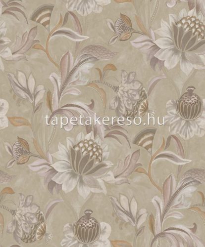 Holden Arabesque vlies, vinyl anyagú beige, mályva, narancssárga színű virágos modern tapéta