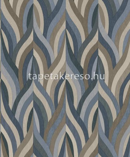 Holden Arabesque vlies, vinyl anyagú beige, barna, kék színű hullámos modern tapéta
