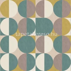   Rasch Magic Walls by Rasch vlies anyagú beige, barna, zöld, mustársárga színű körös, geometriai modern poszter