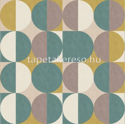 Rasch Magic Walls by Rasch vlies anyagú beige, barna, zöld, mustársárga színű körös, geometriai modern poszter