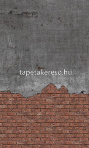 Rasch Factory 5 vlies anyagú szürke, terrakotta színű téglamintás, vakolt modern, industrial poszter