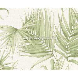   AS Creation Dream Again vlies, habos anyagú fehér, zöld színű leveles modern tapéta