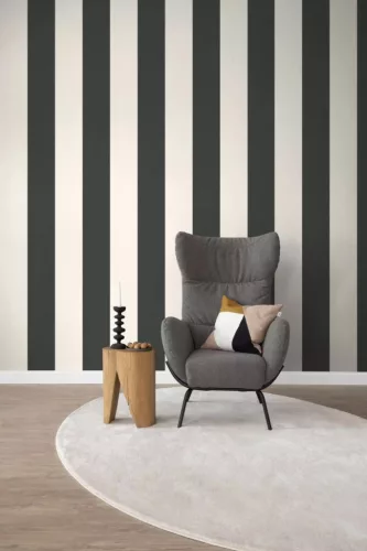 Rasch Schöner Wohnen Cosy Living vlies anyagú fekete, fehér színű csíkos Modern panel