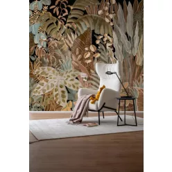   Rasch Schöner Wohnen Cosy Living vlies anyagú fekete, barna, zöld színű növényes, leveles Modern panel