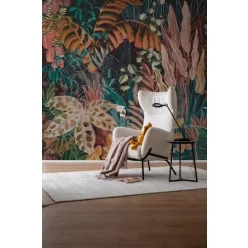   Rasch Schöner Wohnen Cosy Living vlies anyagú zöld, fekete, sárga, kék, bordó színű növényes, leveles Modern panel