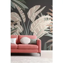   Rasch Schöner Wohnen Cosy Living vlies anyagú fekete, zöld, barna színű leveles Modern panel