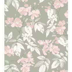  Rasch Schöner Wohnen Cosy Living vlies anyagú zöld, fehér, rózsaszín színű virágos, leveles Modern panel