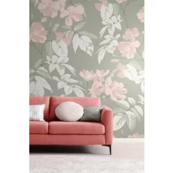   Rasch Schöner Wohnen Cosy Living vlies anyagú zöld, fehér, rózsaszín színű virágos, leveles Modern panel