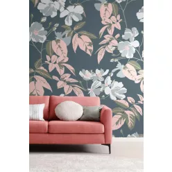   Rasch Schöner Wohnen Cosy Living vlies anyagú kék, fehér, szürke, rózsaszín színű virágos, leveles Modern panel