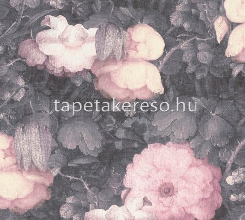 AS Creation Metropolitan Storys vinyl, vlies anyagú szürke, rózsaszín, mályva színű virágos klasszikus tapéta