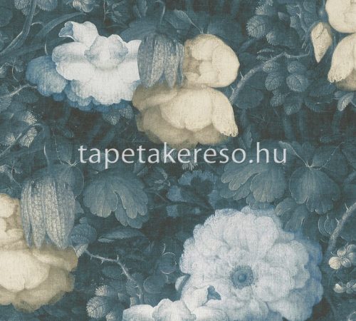 AS Creation Metropolitan Storys vinyl, vlies anyagú kék, beige, fehér színű virágos klasszikus tapéta