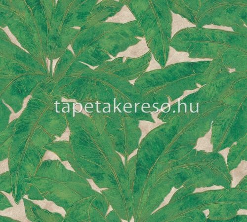 AS Creation Metropolitan Storys vinyl, vlies anyagú zöld, arany, beige színű leveles modern tapéta
