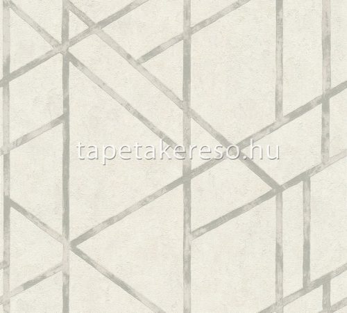 AS Creation Metropolitan Storys vinyl, vlies anyagú fehér, ezüst színű geometriai modern tapéta