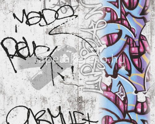 AS Creation Boys & Girls 6 papír anyagú szürke, fekete, kék, rózsaszín, sárga színű grafiti gyerek tapéta