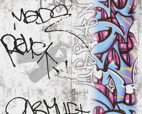 AS Creation Boys & Girls 6 papír anyagú szürke, fekete, kék, rózsaszín, sárga színű grafiti gyerek tapéta
