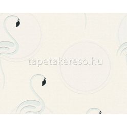   AS Creation Boys & Girls 6 vlies, habos anyagú fehér, ezüst, beige, fekete, csillámos színű körös, madaras gyerek tapéta