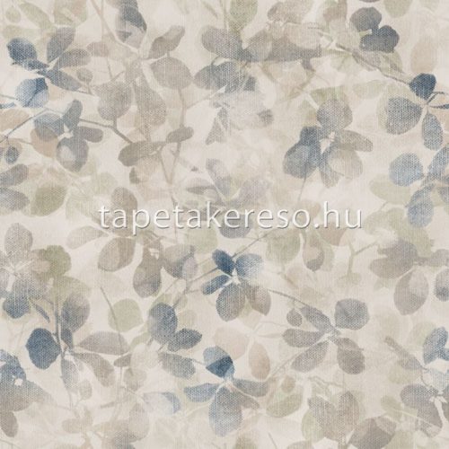 Midbec Passion vlies, vinyl anyagú beige, barna, kék színű textilhatású, leveles modern, natural tapéta
