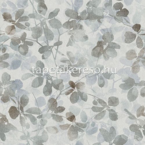 Midbec Passion vlies, vinyl anyagú szürke, barna, kék színű textilhatású, leveles modern, natural tapéta