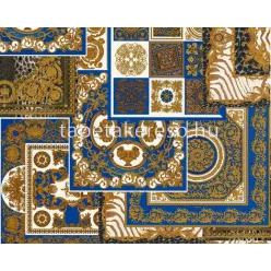   AS Creation Versace 4 vlies, vinyl anyagú kék, arany, fehér, csillámos színű kazettás, barokk klasszikus tapéta
