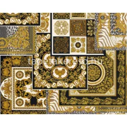   AS Creation Versace 4 vlies, vinyl anyagú fekete, arany, fehér, csillámos színű kazettás, barokk klasszikus tapéta