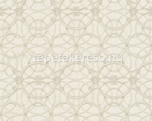 AS Creation Versace 4 vlies, vinyl anyagú fehér, gyöngyház, beige színű körös, versace klasszikus tapéta