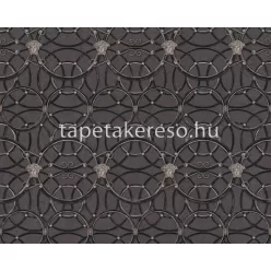   AS Creation Versace 4 vlies, vinyl anyagú fekete, ezüst színű körös, versace klasszikus tapéta