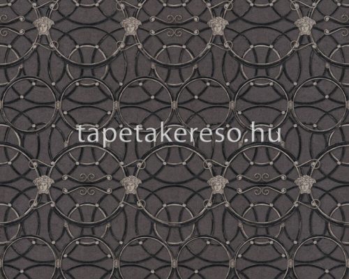 AS Creation Versace 4 vlies, vinyl anyagú fekete, ezüst színű körös, versace klasszikus tapéta