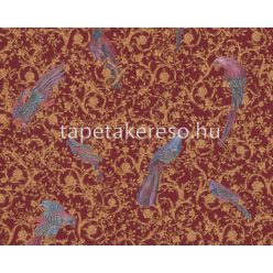   AS Creation Versace 4 vlies, vinyl anyagú bordó, arany, barna, kék, csillámos színű madaras, indamintás klasszikus tapéta