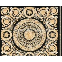   AS Creation Versace 4 vlies, vinyl anyagú fekete, arany, beige színű kazettás, barokk, feliratos klasszikus tapéta