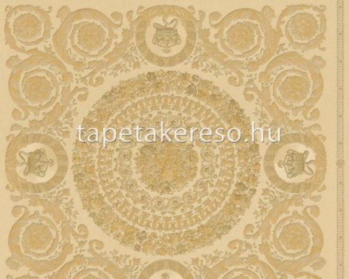 AS Creation Versace 4 vlies, vinyl anyagú beige, arany színű kazettás, barokk, feliratos klasszikus tapéta
