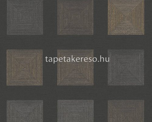 AS Creation Black is Beautiful vlies, vinyl anyagú fekete, barna színű geometriai, kockás modern tapéta