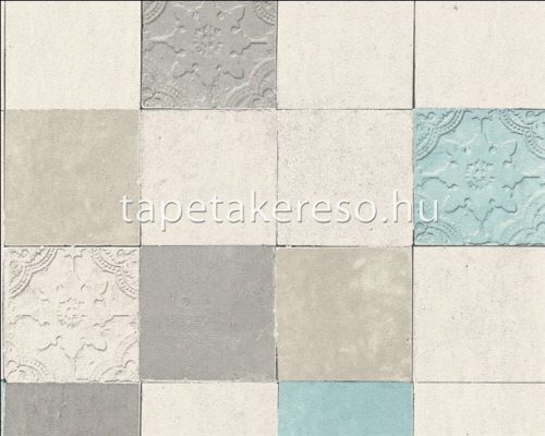 AS Creation New Walls vlies anyagú kék, szürke, beige színű csempe modern tapéta