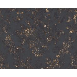   AS Creation Black is Beautiful habos, vlies anyagú fekete, arany színű barokk, koptatott modern tapéta