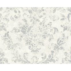   AS Creation New Studio habos, vlies anyagú fehér, szürke, ezüst színű barokk, koptatott modern tapéta