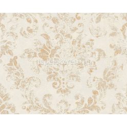   AS Creation New Studio habos, vlies anyagú fehér, arany színű barokk, koptatott modern tapéta