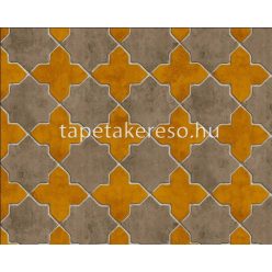   AS Creation New Walls vlies anyagú barna, mustársárga színű geometriai modern tapéta