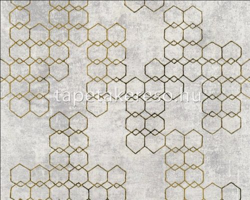AS Creation New Walls vlies anyagú szürke, arany színű geometriai, koptatott modern tapéta