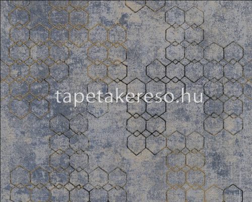 AS Creation New Walls vlies anyagú szürke, kék, arany színű geometriai, koptatott modern tapéta