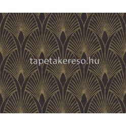   AS Creation Black is Beautiful vlies, vinyl anyagú fekete, arany színű art deco modern tapéta