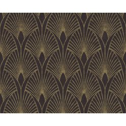   AS Creation Black is Beautiful vlies, vinyl anyagú fekete, arany színű art deco modern tapéta