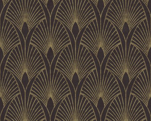 AS Creation Black is Beautiful vlies, vinyl anyagú fekete, arany színű art deco modern tapéta