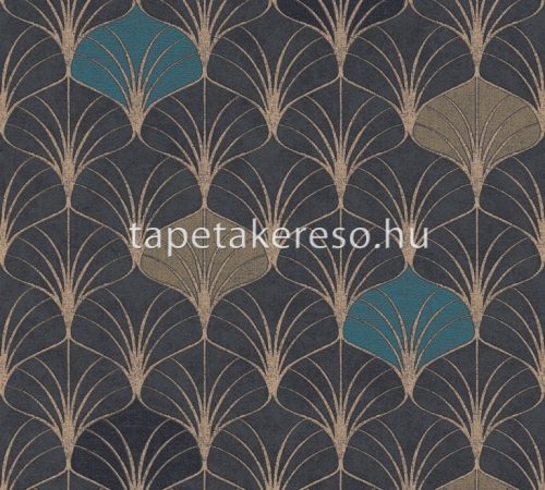 AS Creation Black is Beautiful vlies, habos anyagú fekete, barna, kék színű geometriai modern tapéta