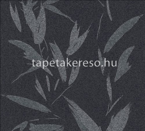 AS Creation New Elegance vlies, habos anyagú fekete, ezüst színű leveles modern tapéta