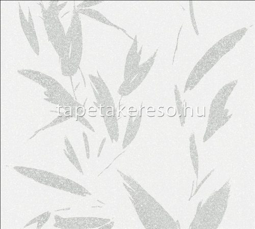 AS Creation New Elegance vlies, habos anyagú törtfehér, szürke színű leveles modern tapéta