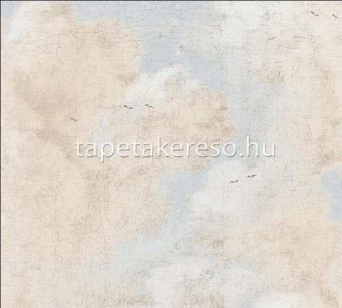 AS Creation History of Art vinyl, vlies anyagú kék, fehér, beige színű felhős, repedezett klasszikus tapéta