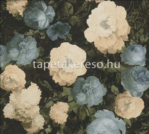 AS Creation History of Art vinyl, vlies anyagú fekete, zöld, kék, beige színű virágos romantikus tapéta