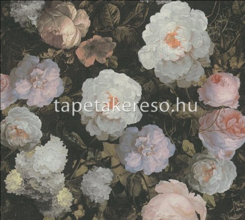 AS Creation History of Art vinyl, vlies anyagú fekete, zöld, rózsaszín, fehér színű virágos romantikus tapéta
