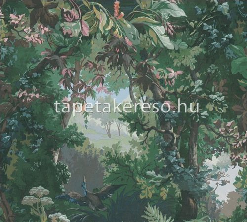 AS Creation History of Art vinyl, vlies anyagú zöld, szürke, barna, kék, rózsaszín színű növényes, madaras, festmény klasszikus tapéta